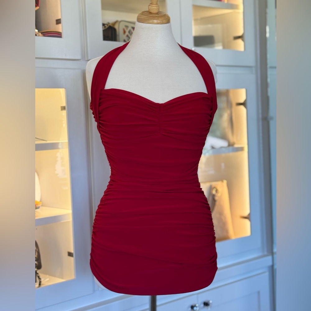 Norma Kamali Red Backless swimsuit